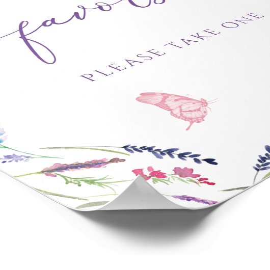 野花と蝶がポスターを好む ポスター (角)