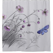 野花と蝶 シャワーカーテン (正面)