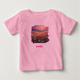 野花のパテルカラーの花畑 ベビーTシャツ
