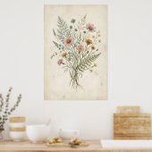 野花のビンテージ植物画 ポスター (キッチン)