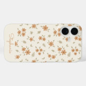 野花のボホフラワープリント ベージュ 名前入り Case-Mate iPhoneケース (裏面 (横))