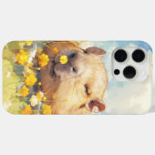 野花の中でリラックスするカピバラ Case-Mate iPhoneケース (裏面 (横))