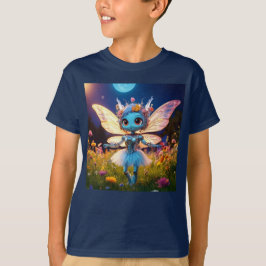 野花の中で踊るピクシーロボットバレリーナ Tシャツ