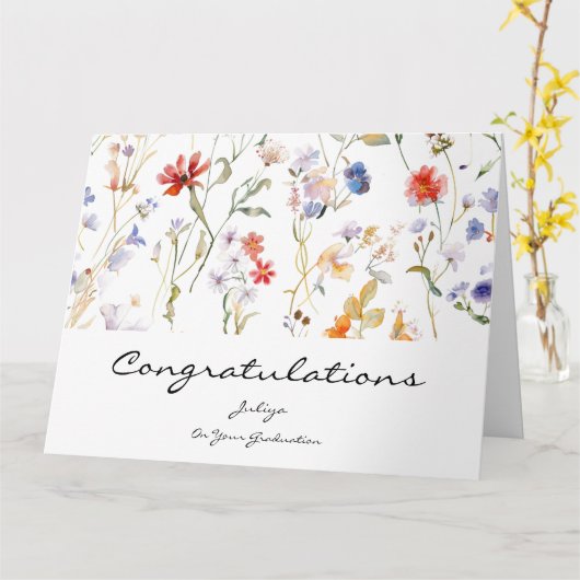 野花の卒業式の挨拶 カード (黄色い花)