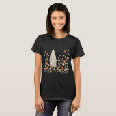 野花の庭のキュートな幽霊 ハロウィン Tシャツ (正面フル)