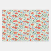 野花の水色が甘い赤と青 ラッピングペーパーシート (正面3)