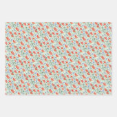 野花の水色が甘い赤と青 ラッピングペーパーシート (正面)