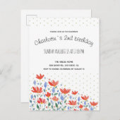 野花の水色が甘い赤と青 案内ポストカード (正面/裏面)