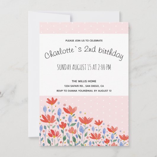 野花の水色が甘い赤と青 案内状 (正面)