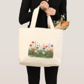 野花の草原の植物園の花 ラージトートバッグ (正面(商品))
