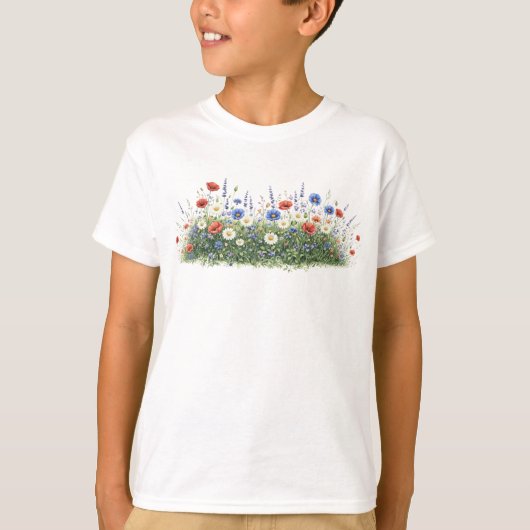 野花の草原の植物園の花 Tシャツ (正面)