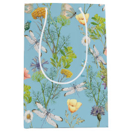 野花の蝶とトンボ ミディアムペーパーバッグ