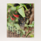 野花の蝶と詩篇37:4から詩 ジグソーパズル (縦)