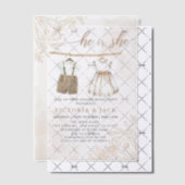 野花の赤ん坊の服の性別を明かす ベラム紙招待状 (オフセット (招待状))