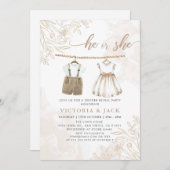 野花の赤ん坊の服の性別を明かす 招待状 (正面/裏面)