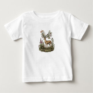 野花の鹿 ベビーTシャツ