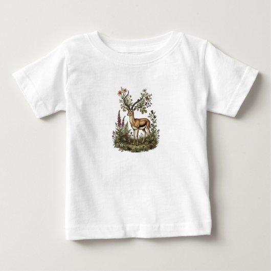 野花の鹿 ベビーTシャツ (正面)