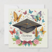 野花はっきりした咲きキャップ娘の卒業 カード (裏面)