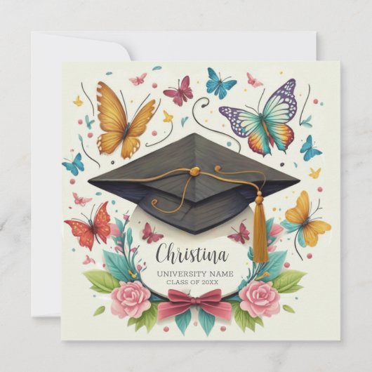 野花はっきりした咲きキャップ娘の卒業 カード (裏面)