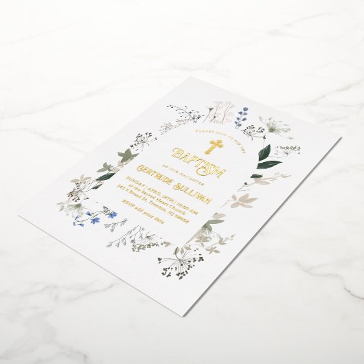 野花はバプテスマを形成する 箔招待状 (回転した状態)