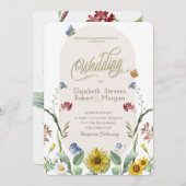 野花ひまわり結婚蝶 招待状 (正面/裏面)