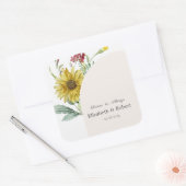 野花ひまわり蝶 スクエアシール (封筒)