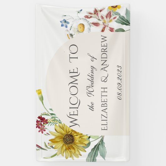 野花ひまわり蝶 横断幕 (縦)