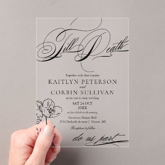 野花エレガントゴシック結婚ズ アクリル招待状 (インサイチュ (ポータブル))