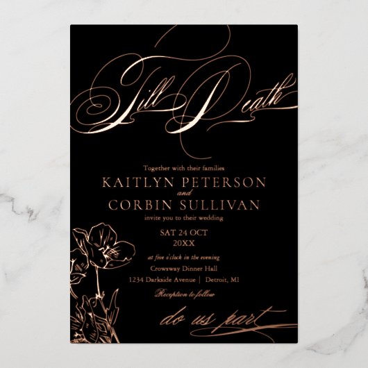 野花エレガントゴシック結婚ズ 箔招待状 (正面)