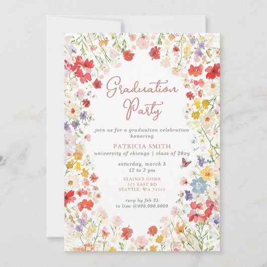 野花エレガント写真卒業パーティー 招待状 (正面)