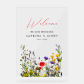 野花エレガント咲き庭園の結婚式 アクリルサイン (正面)