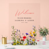 野花エレガント咲き庭園の結婚式 アクリルサイン (ウェディング)