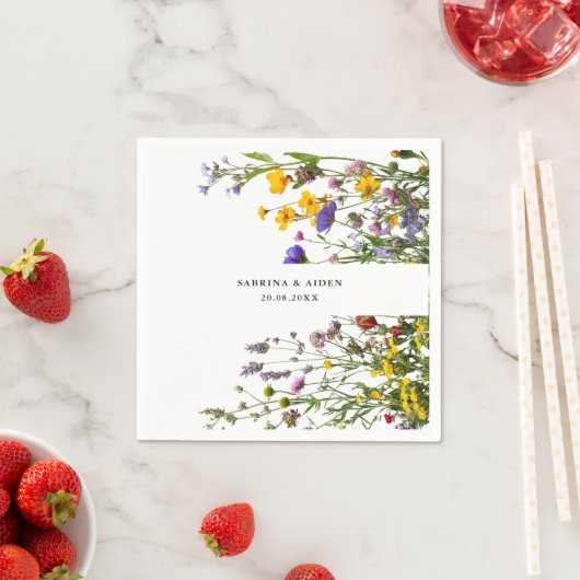 野花エレガント咲き庭園の結婚式 スタンダードカクテルナプキン (インサイチュ)