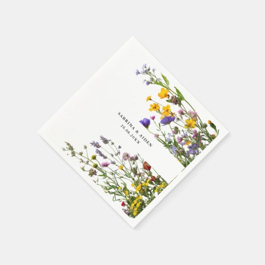 野花エレガント咲き庭園の結婚式 スタンダードカクテルナプキン (角)
