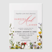 野花エレガント咲き庭園の結婚式 ベラム紙招待状 (正面)