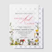 野花エレガント咲き庭園の結婚式 ベラム紙招待状 (オフセット (招待状))