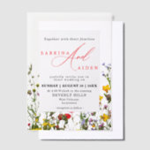 野花エレガント咲き庭園の結婚式 ベラム紙招待状 (オフセット)
