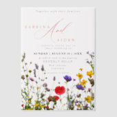 野花エレガント咲き庭園の結婚式 ベラム紙招待状 (正面)