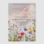 野花エレガント咲き庭園の結婚式 ベラム紙招待状 (正面)