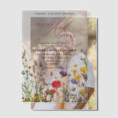 野花エレガント咲き庭園の結婚式 ベラム紙招待状 (オフセット (カップル))