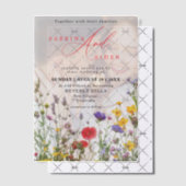 野花エレガント咲き庭園の結婚式 ベラム紙招待状 (オフセット (招待状))