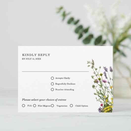 野花エレガント咲き庭園の結婚式 出欠カード (スタンド正面)