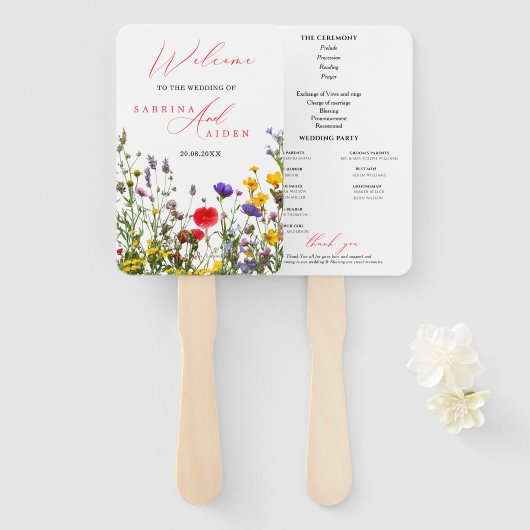 野花エレガント咲き結婚式 プログラム ハンドファン (正面&裏面)