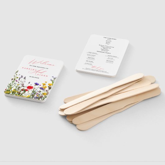 野花エレガント咲き結婚式 プログラム ハンドファン (組立なし)