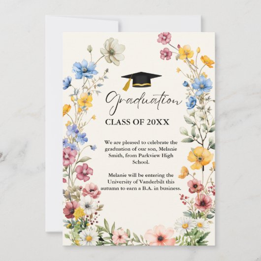 野花エレガント牧草園卒業 案内状 (正面)