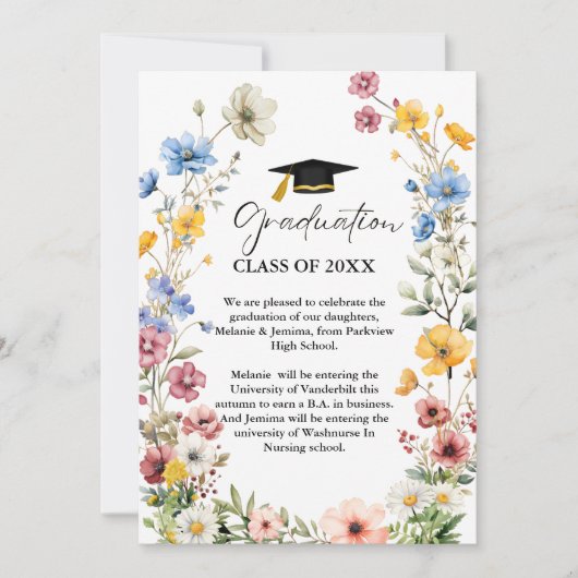 野花エレガント牧草園卒業 案内状 (正面)