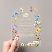 野花エレガント牧草地ガーデンツイン卒業 アクリル招待状 (インサイチュ (ポータブル))