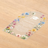 野花エレガント牧草地ガーデンツイン卒業 アクリル招待状 (レイダウン)