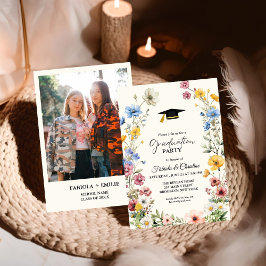 野花エレガント牧草地ガーデンツイン卒業 招待状