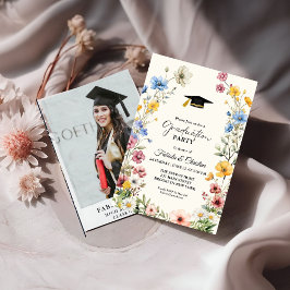 野花エレガント牧草地ガーデンツイン卒業 招待状